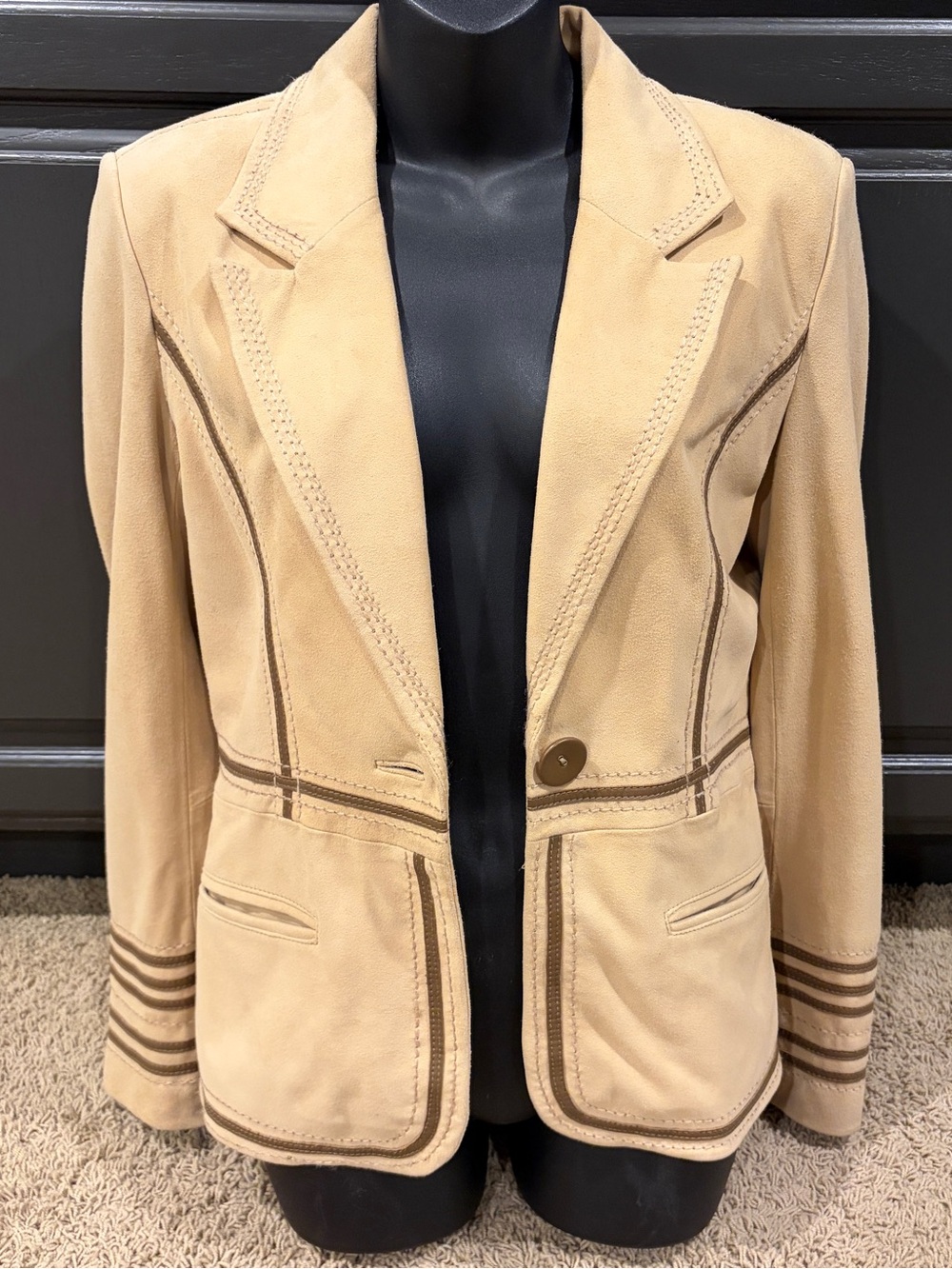 Stetson Women's Western Whipstitch Genuine Leather Blazer Jacket - Tan/Brown